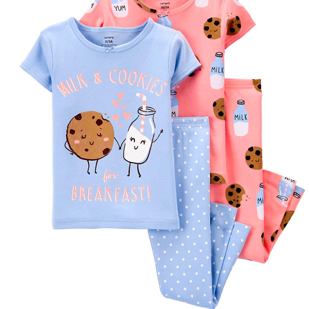 NWT 12m cookies & milk breakfast carters pajamas girls layette easter christmas - Picture 1 of 11